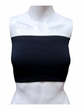 Colorful Brand Black Tube Top Bra Strapless Bralette Stretch One Size NWT